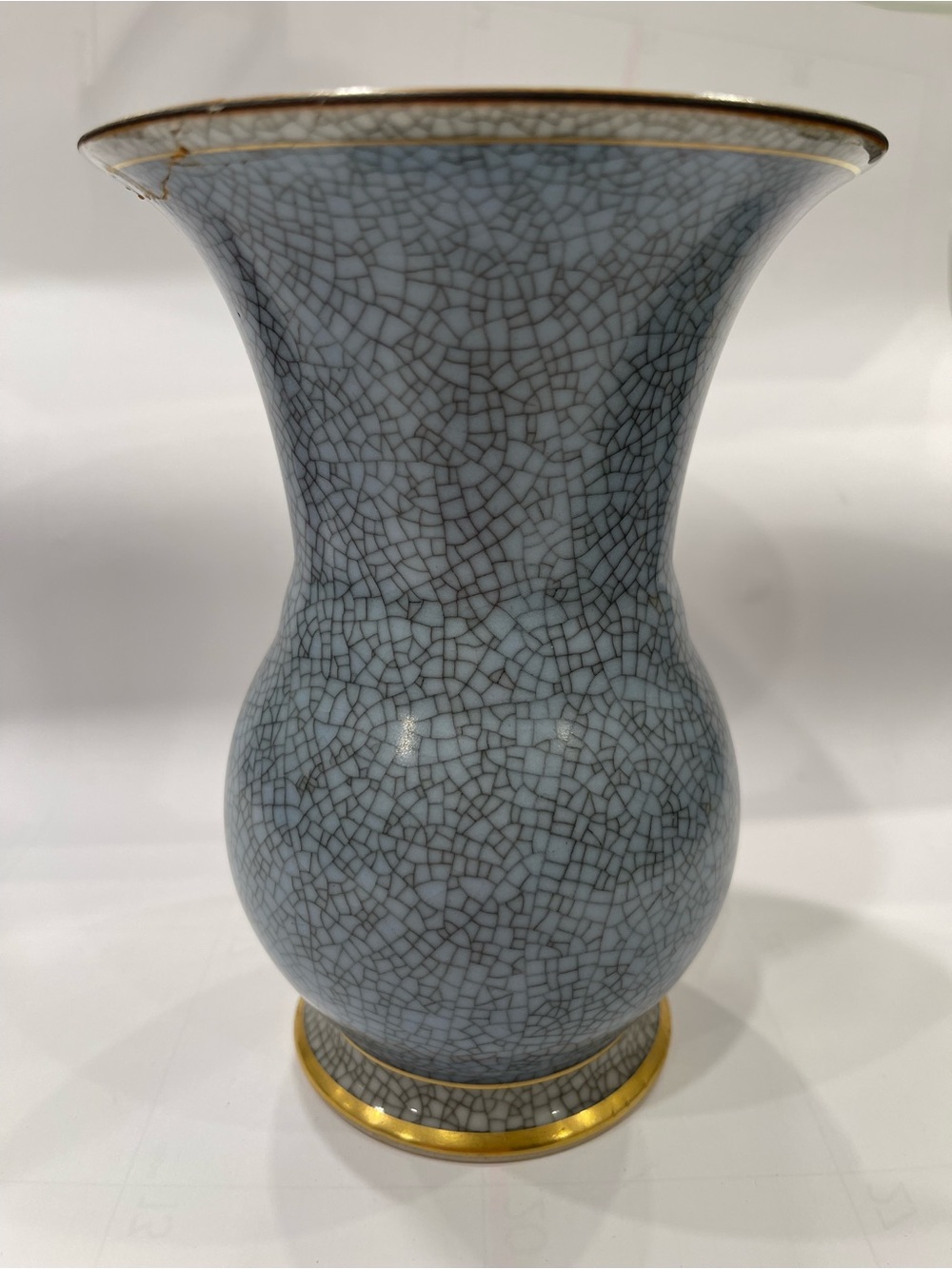 Powder Blue Crackle Glazed Porcelain Vase Thorkild Olsen Royal Copenhagen-read